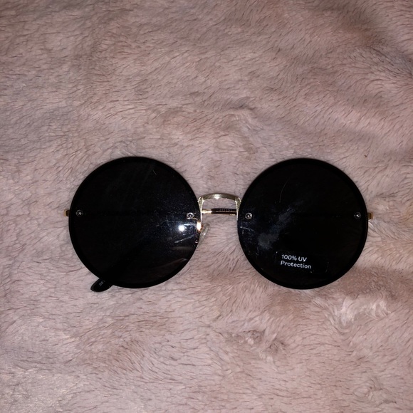 Anthropologie Round Sunglasses Hippie Boho Style LIKE NEW black & gold main image 7